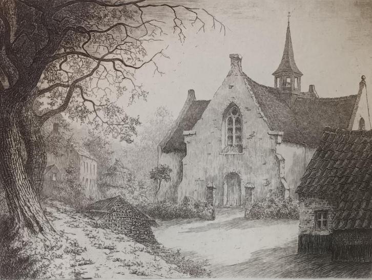 Jozef (Jos) Pas (1900-1984) - ets Vlassenhoek, Antiek en Kunst, Kunst | Etsen en Gravures, Ophalen of Verzenden