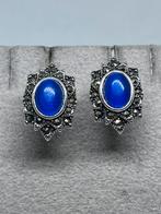 Zilveren oorbellen met echte lapis lazuli, Bijoux, Sacs & Beauté, Boucles d'oreilles, Enlèvement ou Envoi, Avec pierre précieuse