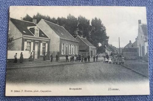 HOEVENE Cappellen - Dorpzicht (geanimeerd, veel volk) - 1907, Verzamelen, Postkaarten | België, Gelopen, Antwerpen, Voor 1920