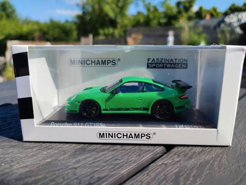Porsche 911 997 GT3 rs (groen/zwart) minichamps 1/43, Hobby en Vrije tijd, Modelauto's | 1:43, Zo goed als nieuw, Auto, MiniChamps