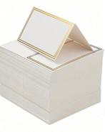 naamkaartjes wit met goud (per 10 stuks), Ophalen of Verzenden, Nieuw, Feestartikel