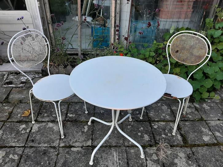 Metalen deco tuinset, Tuin en Terras, Tuinsets en Loungesets, Gebruikt, Tuinset, Ophalen