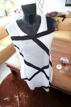 zuiver wit/zwart uitstralend elegante jurk, Comme neuf, Vintage, Taille 46/48 (XL) ou plus grande, Sous le genou