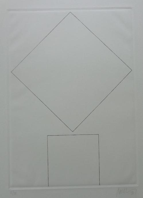 DAN VAN SEVEREN / VIERKANTEN / ZW-W ETS / 78x56cm / SIG 1973, Antiek en Kunst, Kunst | Litho's en Zeefdrukken, Ophalen of Verzenden