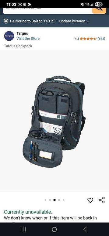 targus laptop rugzak met regenhoes beschikbaar voor biedingen