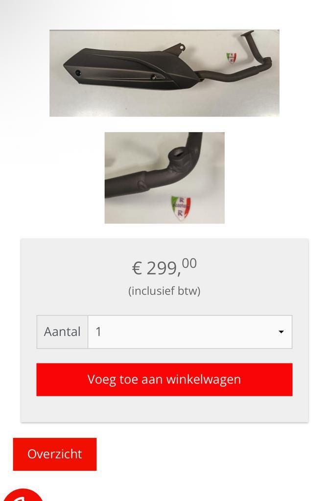 Gts sirocco uitlaat origineel, Fietsen en Brommers, Brommeronderdelen | Algemeen, Ophalen