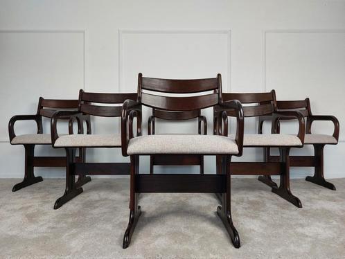 Set van 6 zeldzame opnieuw gestoffeerde vintage stoelen, Antiek en Kunst, Antiek | Meubels | Stoelen en Sofa's, Ophalen