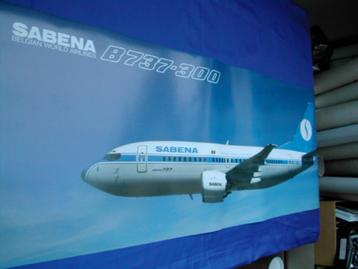 Affiche panoramique Sabena Air B737-300 OO-SDX Flying 40x120 disponible aux enchères