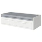 IKEA BRIMNES uitschuifbed met 2 laden en 2 matrassen, wit, Ophalen, Verstelbaar, Wit, Tweepersoons