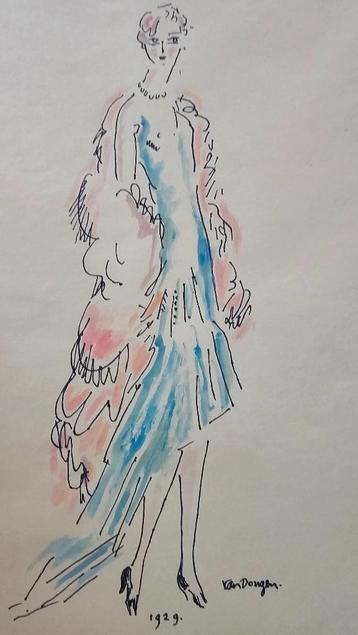 Kees van Dongen  Aquarel  Uniek werk  Hand Gesigneerd en Ged beschikbaar voor biedingen