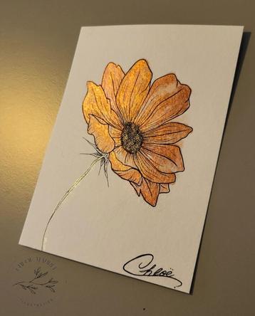 Wenskaart 'gerbera' handgemaakt beschikbaar voor biedingen