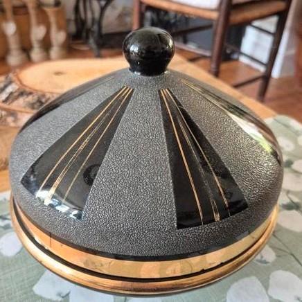 Bonbonnière vintage noire – Verrerie "De Rupel", Antiek en Kunst, Antiek | Overige Antiek, Ophalen of Verzenden