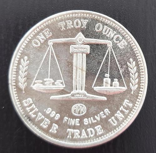 USA - 1 Troy Ounce Silver Bullion - APM - Liberty/Balance, Postzegels en Munten, Edelmetalen en Baren, Zilver, Verzenden