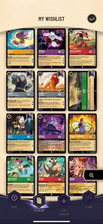 GEZOCHT!! lorcana kaarten + foils beschikbaar voor biedingen