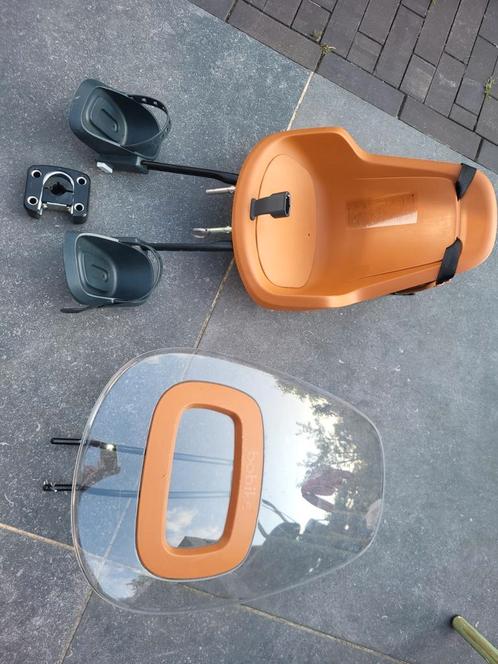 Fietsstoeltje vooraan + windscherm, Fietsen en Brommers, Fietsaccessoires | Fietsstoeltjes, Zo goed als nieuw, Ophalen