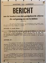 Bericht van ministerie van landbouw : 1952, Verzamelen, Posters, Ophalen of Verzenden, Zo goed als nieuw