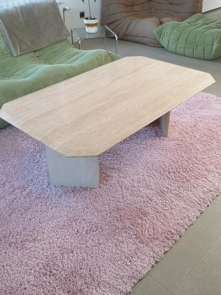 Prachtige Travertin salontafel, Huis en Inrichting, Tafels | Salontafels, Ophalen