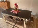 Vintage eettafel en stoelen, Huis en Inrichting, Ophalen, Zo goed als nieuw, Vintage / Retro, 6 tot 8 stoelen
