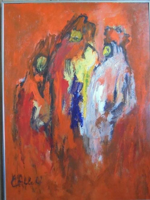 Abstracte Compositie  Onleesbaar gesigneerd, Antiek en Kunst, Kunst | Schilderijen | Abstract, Verzenden