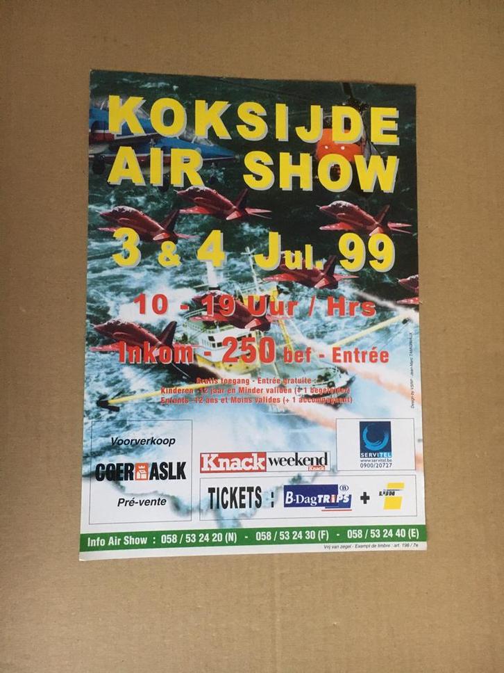Affiche : Airshow Koksijde - 3 & 4 juli 99 - Seaking., Verzamelen, Luchtvaart en Vliegtuigspotten, Nieuw, Overige typen, Ophalen of Verzenden