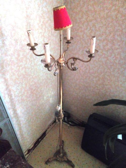Koperen antieke staanlamp, Huis en Inrichting, Lampen | Vloerlampen, Gebruikt, Metaal, Ophalen