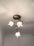 Decoratieve Plafondverlichting in tin en glas., Ophalen, Zo goed als nieuw, Glas