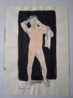 Originele tekening Naakte jongeman met handdoek Bowes 1985, Ophalen of Verzenden