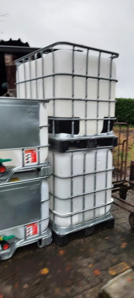 palette IBC S 1000 litres transparente/métal/plastique, Jardin & Terrasse, Barils de pluie, Comme neuf, Synthétique, 150 litres ou plus