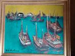 Hubert de Vries  1889 - 1979   Vissersboten, Antiquités & Art, Envoi