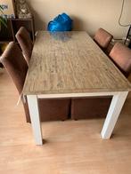 Houten tafel met witte poten te koop, Huis en Inrichting, Tafels | Eettafels, Ophalen