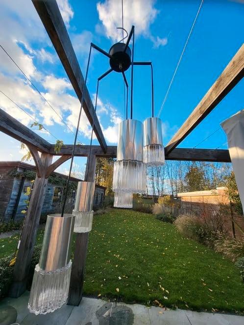 2 Vintage Cascade Hanglampen 60s, Huis en Inrichting, Lampen | Hanglampen, Metaal, Ophalen