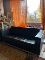 Letel HARVINK zwart BANK chrome sofas zetel driepersonen, Huis en Inrichting, Ophalen, Driepersoons, Rechte bank, Leer