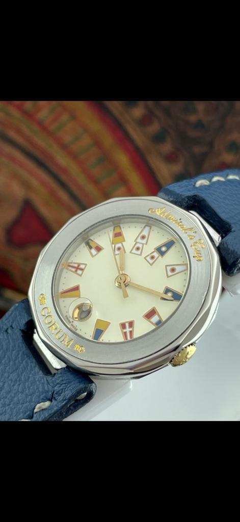 Corum admirals cup, Handtassen en Accessoires, Horloges | Antiek, Polshorloge, Overige merken, Staal, 1960 of later, Met bandje