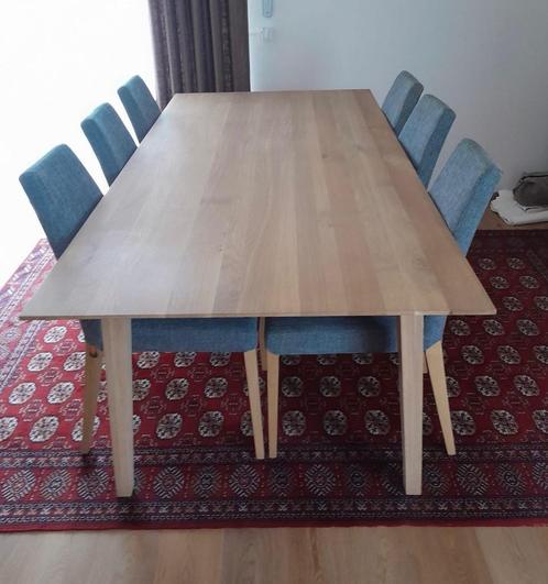 Massief eiken tafel + 6 stoelen, Huis en Inrichting, Tafels | Eettafels, Zo goed als nieuw, 100 tot 150 cm, 150 tot 200 cm, Vijf personen of meer