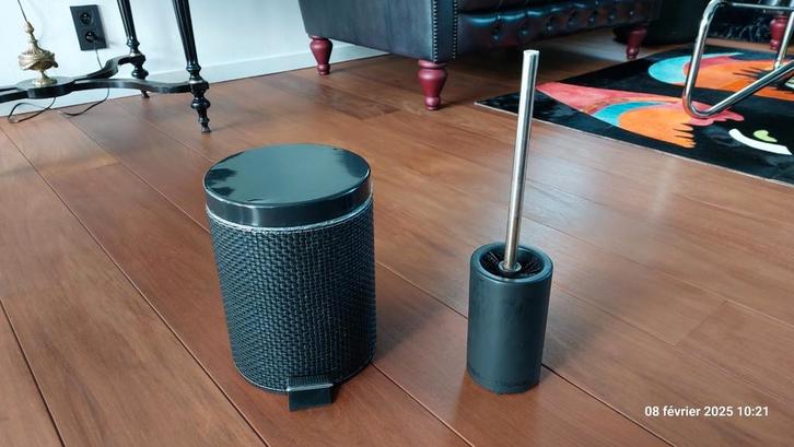 🖤 Vuilnisbak van 5 liter + toiletborstel - matzwart, Huis en Inrichting, Badkamer | Badtextiel en Accessoires, Zo goed als nieuw