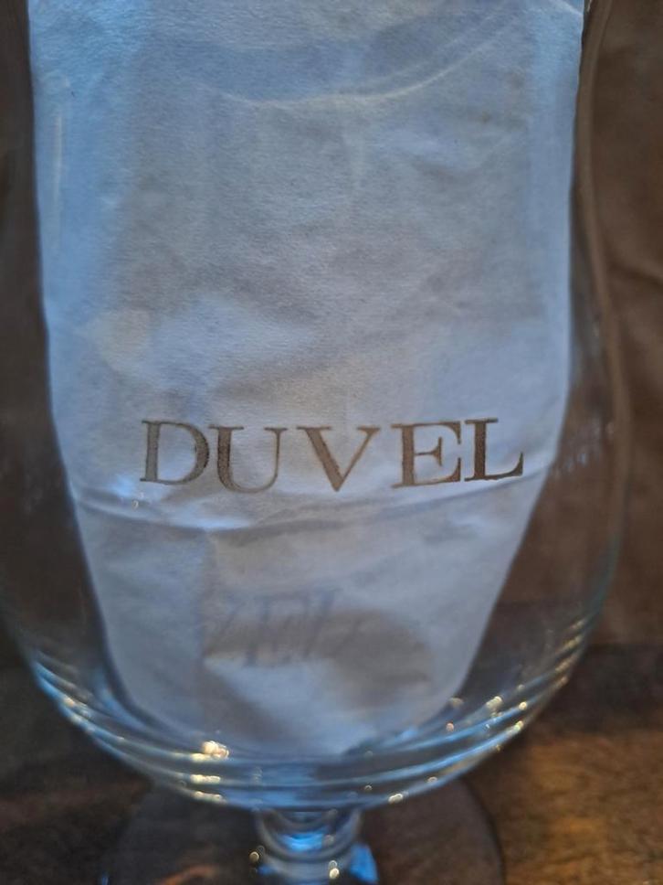 Duvel glas gezuurde naam ( 3 stuks te koop ), Verzamelen, Glas en Drinkglazen, Zo goed als nieuw, Ophalen