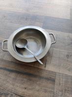 Tinnen schotel met lepel/ 18 cm, Antiek en Kunst, Ophalen
