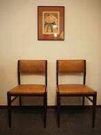 Set van twee Mid-Century stoelen in licht bruine skai, Ophalen, Twee, Bruin, Mid-Century