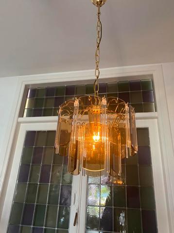 Lampe vintage en verre fumé avec tiges de verre