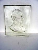 WW1 - plaque commémorative -verre en relief - roi Albert, Enlèvement ou Envoi
