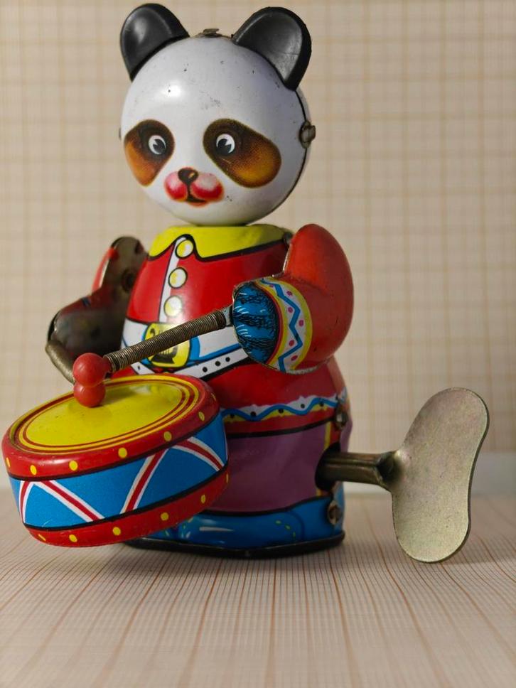 Opwindbaar blikken speelgoed panda trommel, Antiek en Kunst, Antiek | Speelgoed, Ophalen of Verzenden