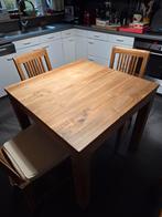 Keukentafel met vier stoelen uit teak, Huis en Inrichting, Complete eetkamers, Ophalen