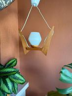 Vintage Mid-Century hanglamp in teak & matglas, Ophalen, Zo goed als nieuw