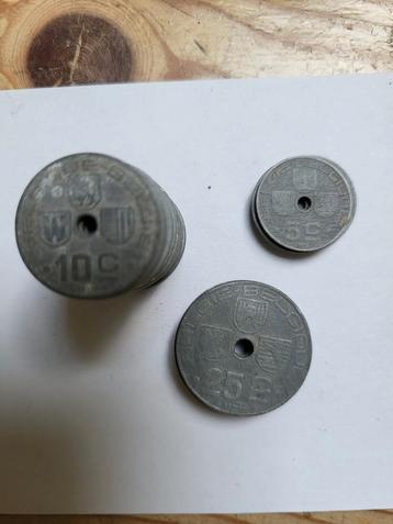 Oude muntjes 5, 10 en 25 centimes - lood - jaren 40