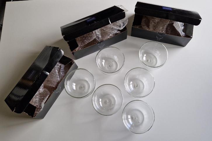 Set van 6 dubbelwandige kommen, Huis en Inrichting, Keuken | Servies, Zo goed als nieuw, Kom(men), Overige stijlen, Glas, Ophalen of Verzenden