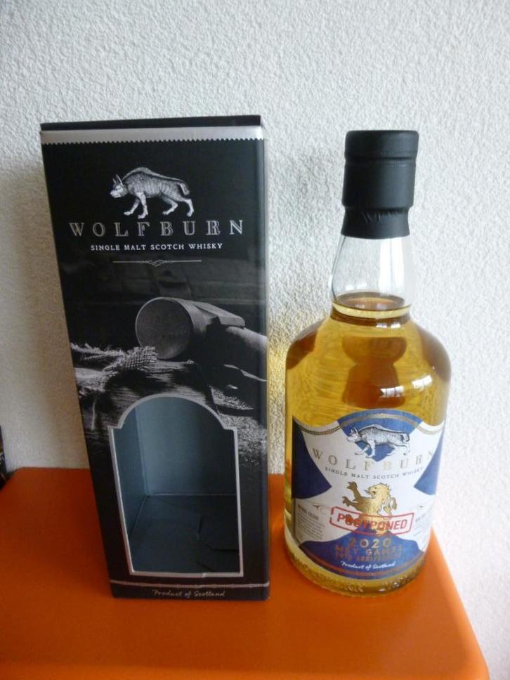 SINGLE MALT SCOTCH WHISKY"WOLFBURN MEY GAMES''UIT 2020, Verzamelen, Wijnen, Nieuw, Overige typen, Overige gebieden, Vol, Ophalen of Verzenden