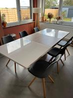 Table extensible vernis blanc bois 160-220 cm, Huis en Inrichting, Tafels | Eettafels, Ophalen