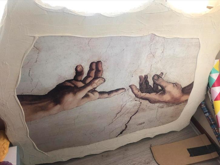 Peinture en plâtre « La création d'Adam » de Michel-Ange, Antiquités & Art, Art | Peinture | Classique, Enlèvement