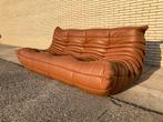 Cognac driezit in prachtig, dik sterk leder. Nieuwstaat!!, Ophalen of Verzenden, Knoll vitra ligne roset mah jong togo sede cassina b&b italia