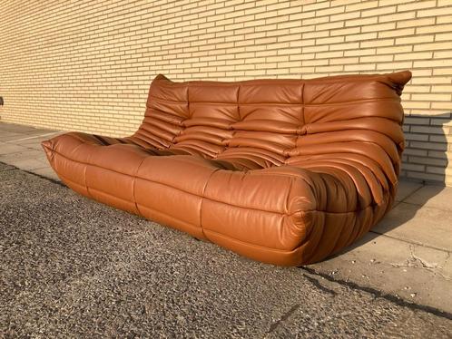 Cognac driezit in prachtig, dik sterk leder. Nieuwstaat!!, Huis en Inrichting, Zetels | Zetels, Ophalen of Verzenden